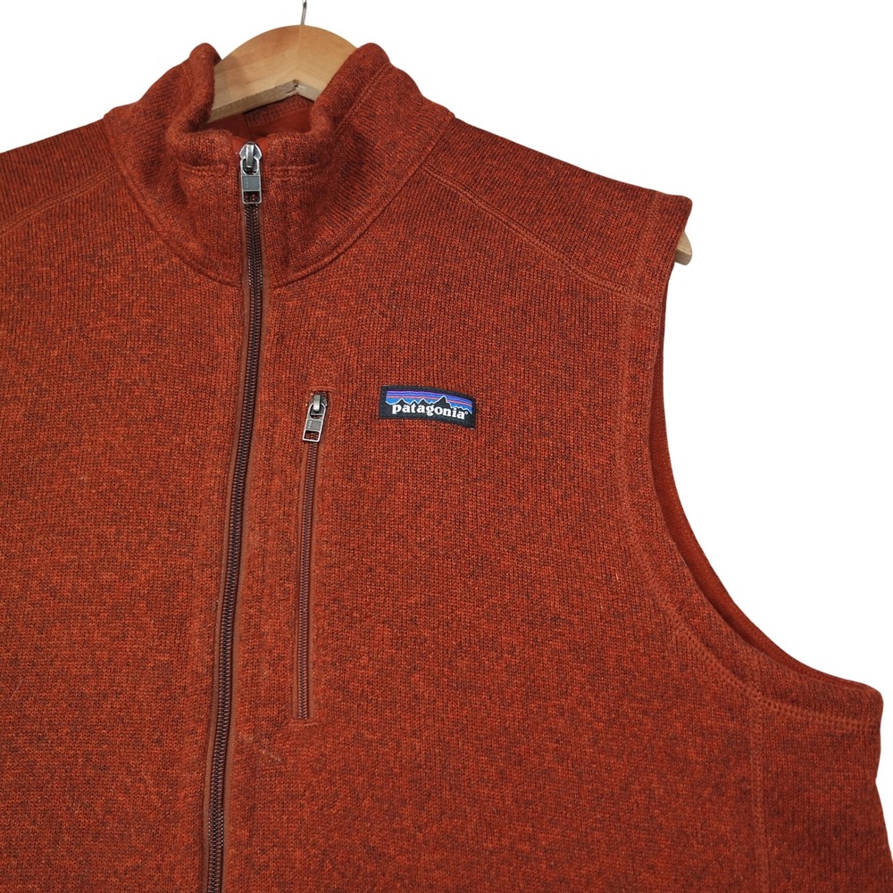 Patagonia Mens XL Better Sweater Vest Rust Red Recycled Polyester Full Zip